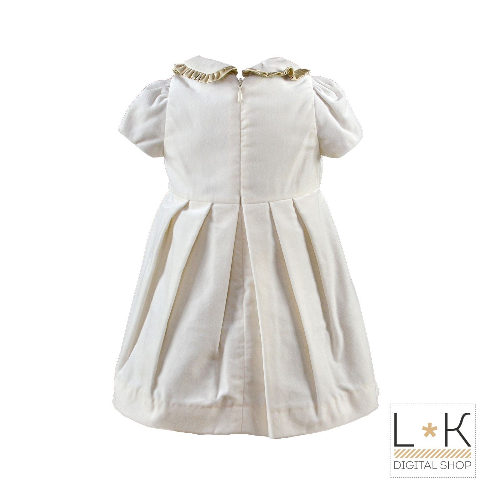 Abito in Velluto Neonata Panna-Oro Moschino MDVB80 - MOSCHINO - LuxuryKids