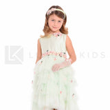 Abito Lungo Bambina Cerimonia Comunione Elegante Fiori Rosa Lesy 710 - LESY - LuxuryKids