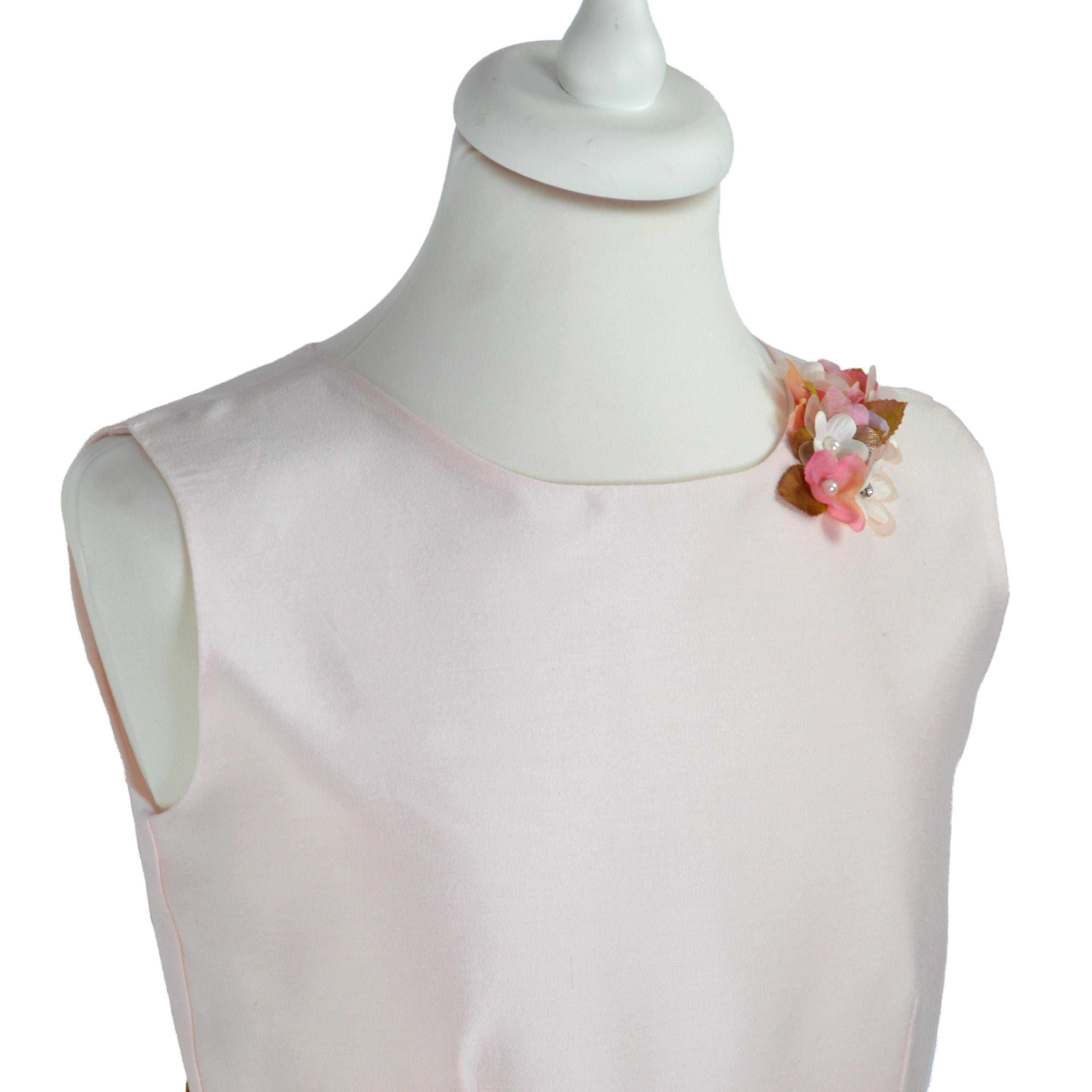 Abito Lungo Bambina Cerimonia Comunione Elegante Fiori Rosa Lesy 710 - LESY - LuxuryKids