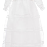 Abito Lungo Da Cerimonia Battesimo in Raso e Tulle Bianco Neonata Les Petites Enfants DAMIANA - LE PETITS ENFANTS - LuxuryKids