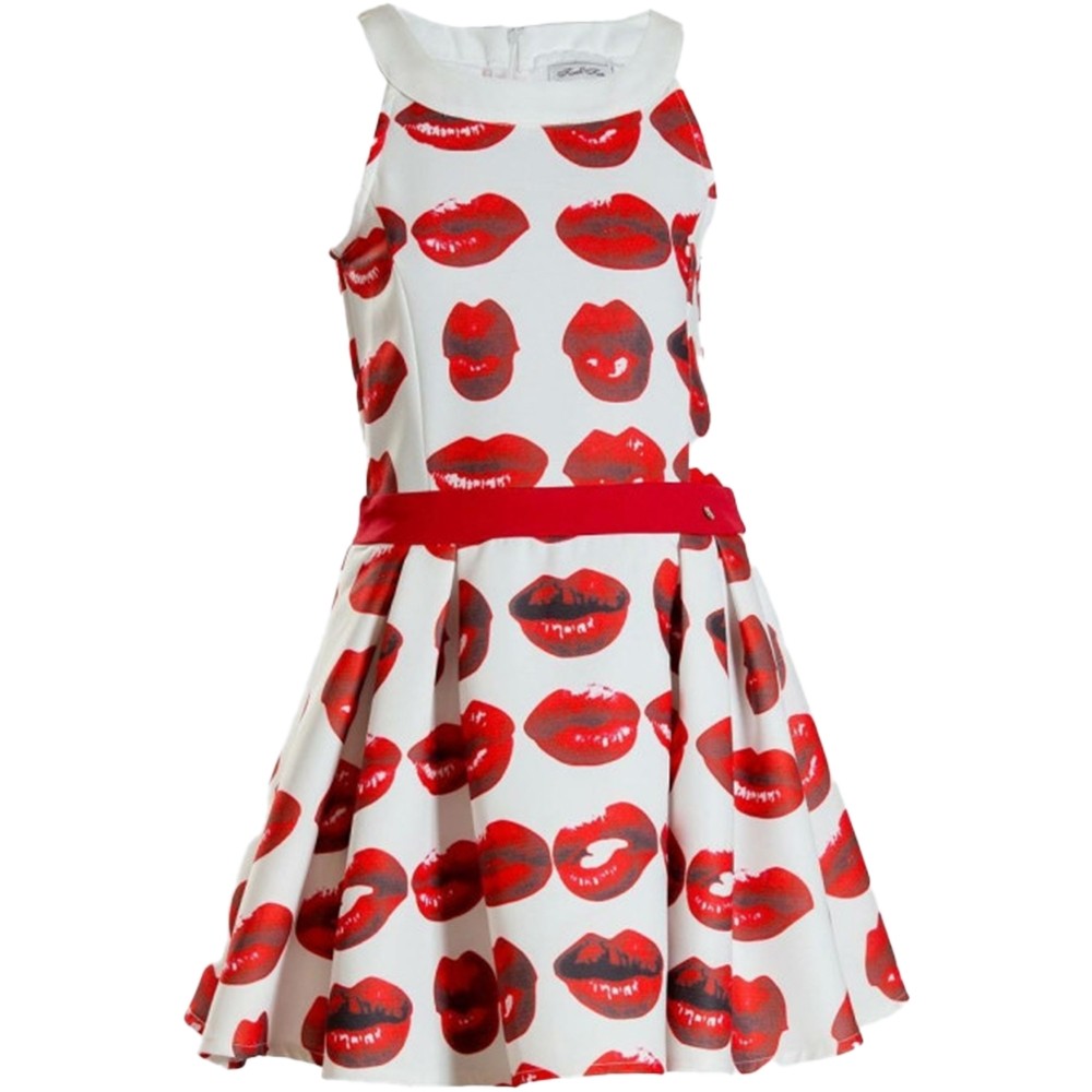 Abito Scollo America Bianco-Rosso Bambina Fun&Fun FUNJDR5074 - FUN&FUN - LuxuryKids