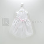 Abito Smanicato Con Culotte In Raso Bianco Con Gonna In Pizzo Neonata Ninnaoh E2076 - NINNAOH - LuxuryKids