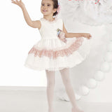 Abito Smanicato Elegante In Tulle Panna A Balze Rosa Bambina Carmy 2009 - CARMY - LuxuryKids