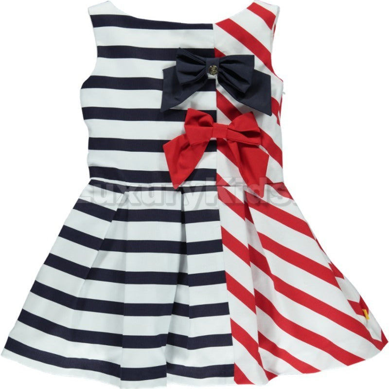 Abito smanicato Estivo A Righe Rosse e blu Bambina CHua V7NG - CHUA - LuxuryKids