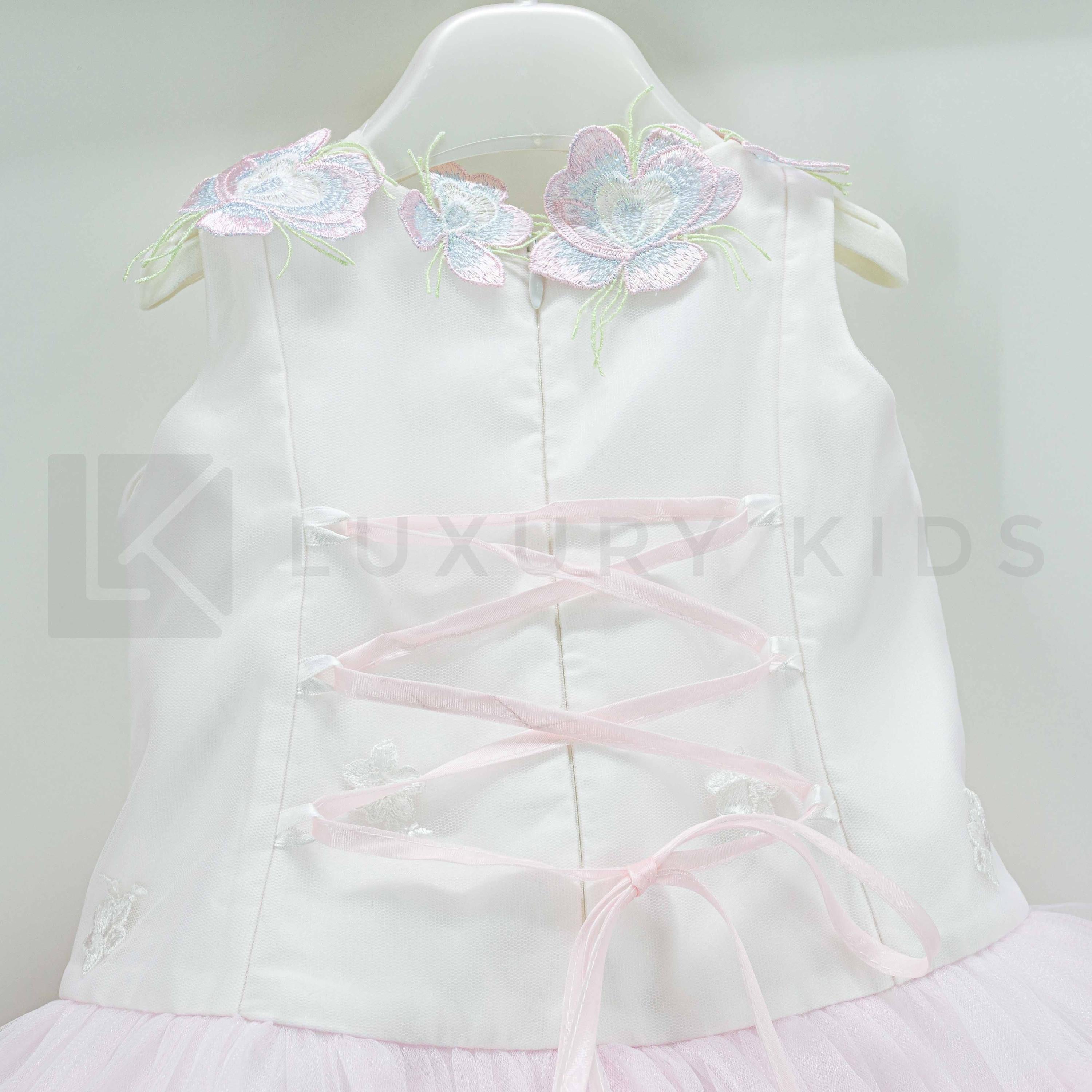 Abito Elegante Smanicato In Tulle Rosa Neonata Le Petits Enfants TISHA - LE PETITS ENFANTS - LuxuryKids
