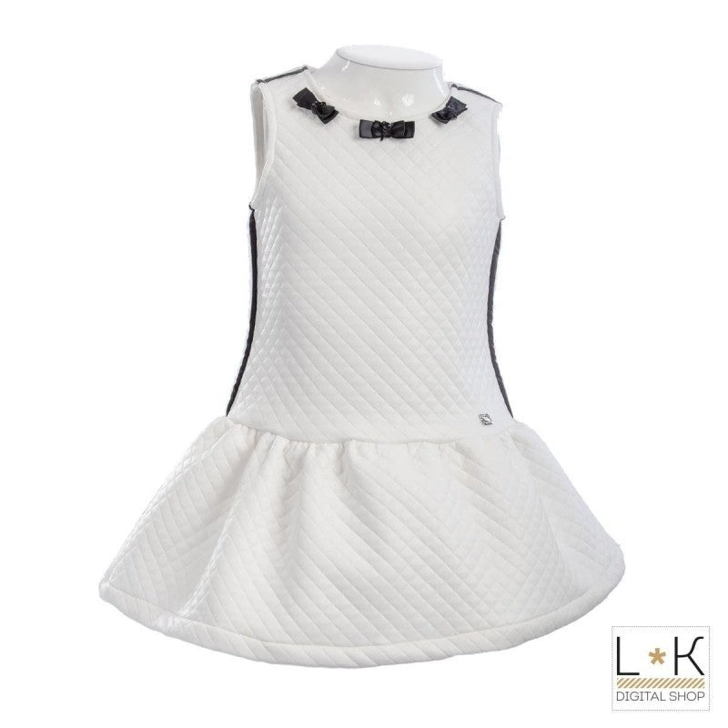 Abito Trapuntato Bambina Bianco Fun&Fun FNBDR6422 - FUN&FUN - LuxuryKids