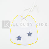 Bavetta in Cotone Bianca Con Stelle Neonato La Sartoria Dei Piccoli LB754 - LA SARTORIA DEI PICCOLI - LuxuryKids
