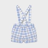 Bermuda Con Bretelle A Quadri Azzurro Neonato MAYORAL 1209 - MAYORAL - LuxuryKids