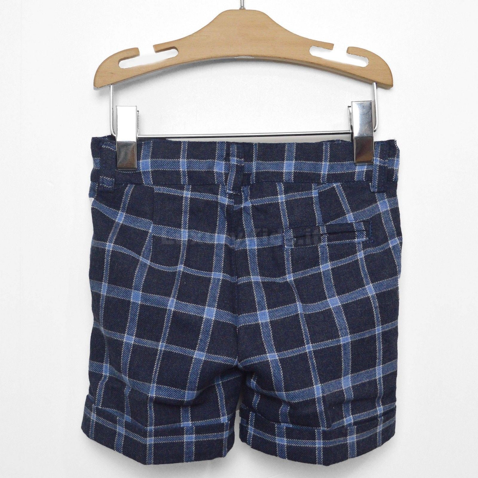 Bermuda con Fantasia a Quadretti Blu Per Bambino Dr.Kids 574 - DR.KID - LuxuryKids