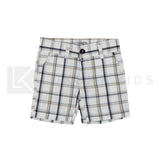 Bermuda In Cotone A Quadri Bianco E Beige Bambino Dr Kid DK503 - DR.KID - LuxuryKids