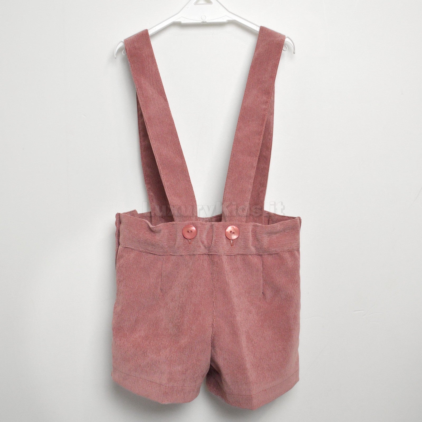 Bermuda in Velluto Elegante con bretelle Bordeaux Chiaro Per Bambino Paloma de la O SI8BM1B - PALOMA DE LA O - LuxuryKids