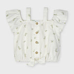Blusa Corta Con Fiocco Stampata Bianca Bambina MAYORAL 3190 - MAYORAL - LuxuryKids