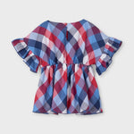 Blusa In Cotone Con Manica Volant A Quadri Bambina MAYORAL 3194Q - MAYORAL - LuxuryKids