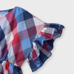 Blusa In Cotone Con Manica Volant A Quadri Bambina MAYORAL 3194Q - MAYORAL - LuxuryKids