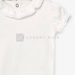 Body A Manica Corta Con Collo Volant In Cotone Neonata Mayoral 1782 - MAYORAL - LuxuryKids