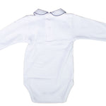 Body Caldo Cotone Con Colletto Bordino Bianco e Blu Neonato SARDON LA461 - SARDON - LuxuryKids