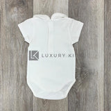 Body In Cotone Mezza Manica In Tinta Unita Bianco Con Collo Volant Neonata PATACHOU 2233007B - PATACHOU - LuxuryKids
