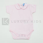 Body In Cotone Mezza Manica In Tinta Unita Rosa Neonata SARDON LA408 - SARDON - LuxuryKids