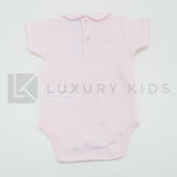 Body In Cotone Mezza Manica In Tinta Unita Rosa Neonata SARDON LA408 - SARDON - LuxuryKids