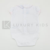 Body In Cotone Plumetil Mezza Manica In Tinta Unita Bianco Con Collo Volant Neonata SARDON LA412 - SARDON - LuxuryKids