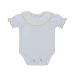 Body Mezza Manica In Cotone Bianco Con Colletto Neonata A&J 141 - A&J - LuxuryKids