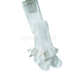 Calza in caldo cotone con pizzo alla caviglia  neonata panna  STORY LORIS 13135 - STORY LORIS - LuxuryKids
