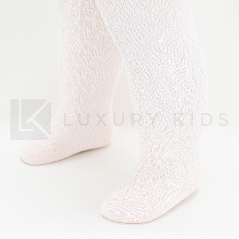 Calza in caldo cotone traforata Neonata Rosa STORY LORIS 13198R - STORY LORIS - LuxuryKids