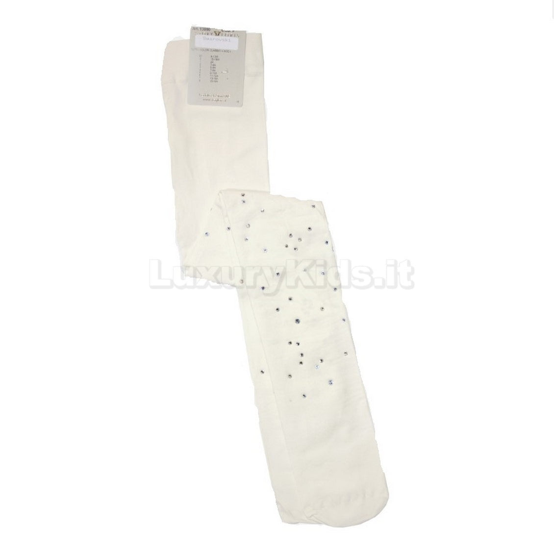 Calza in microfibra con strass neonata bianco STORY LORIS 13090BI-00 - STORY LORIS - LuxuryKids