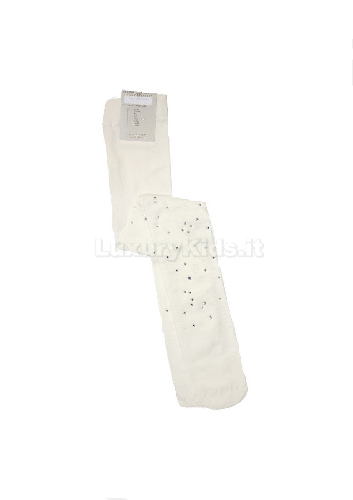 Calza in microfibra con strass neonata bianco STORY LORIS 13090BI-00 - STORY LORIS - LuxuryKids