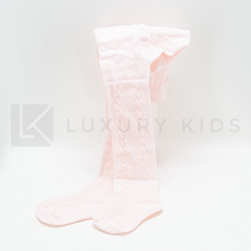 Calzamaglia Ricamata In Caldo Cotone Rosa Neonata Romboli BAT13 - ROMBOLI - LuxuryKids