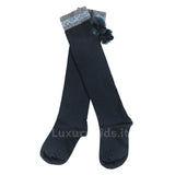 Calze in Lurex con Pon-Pon Blu Bambina Sarabanda V088 - SARABANDA - LuxuryKids