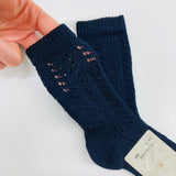 Calzettone In Filo di Scozia Lungo Traforato Blu Neonato Story Loris 07352 - STORY LORIS - LuxuryKids