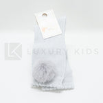 Calzettone Lungo In Caldo Cotone Glitter Con Pon Pon Neonata Romboli BAL47 - ROMBOLI - LuxuryKids