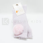 Calzettone Lungo In Caldo Cotone Glitter Con Pon Pon Neonata Romboli BAL47 - ROMBOLI - LuxuryKids