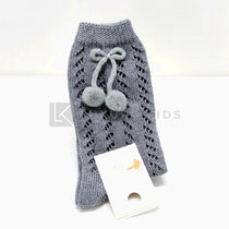 Calzettone Lungo Traforato In Caldo Cotone Con Pon Pon Neonato Romboli BAL59 - ROMBOLI - LuxuryKids
