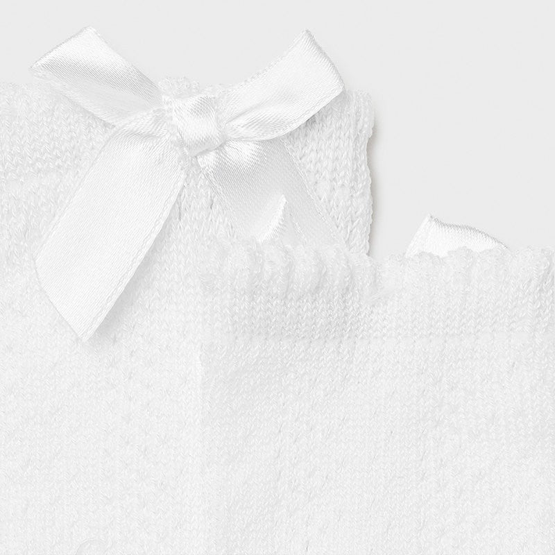 Calzini in Cotone Traforate Con Fiocco Rosso-Bianco Neonata MAYORAL 9368 - MAYORAL - LuxuryKids