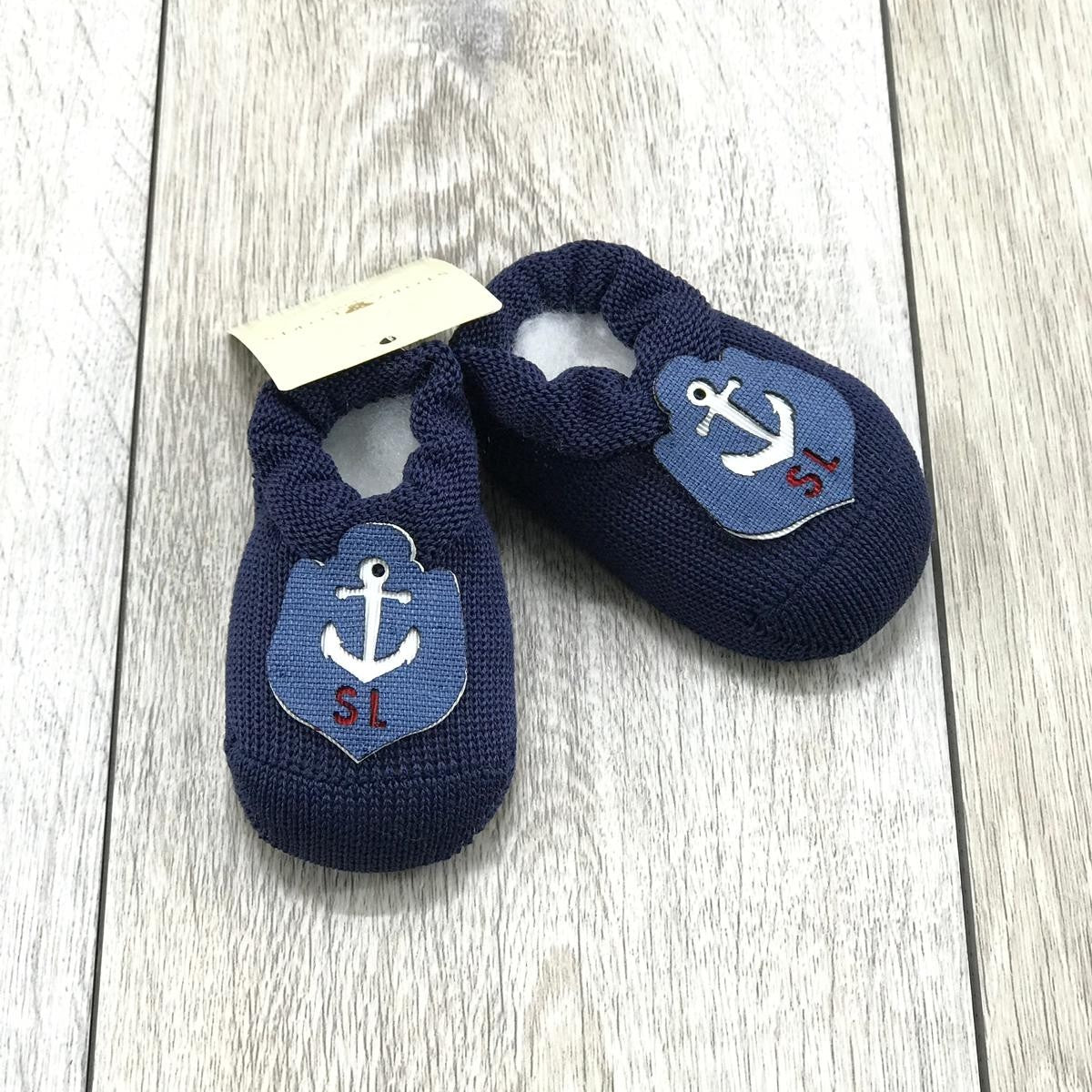Calzini Scarpetta Blu Con Ancora Neonato Story Loris 09011 - STORY LORIS - LuxuryKids