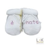 Calzini scarpetta caldo cotone 'è nato' nascita corredino Neonata bianco IVORY 41398B - IVORY - LuxuryKids