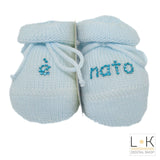 Calzini scarpetta caldo cotone 'è nato' nascita corredino Neonato celeste IVORY 41398 - IVORY - LuxuryKids