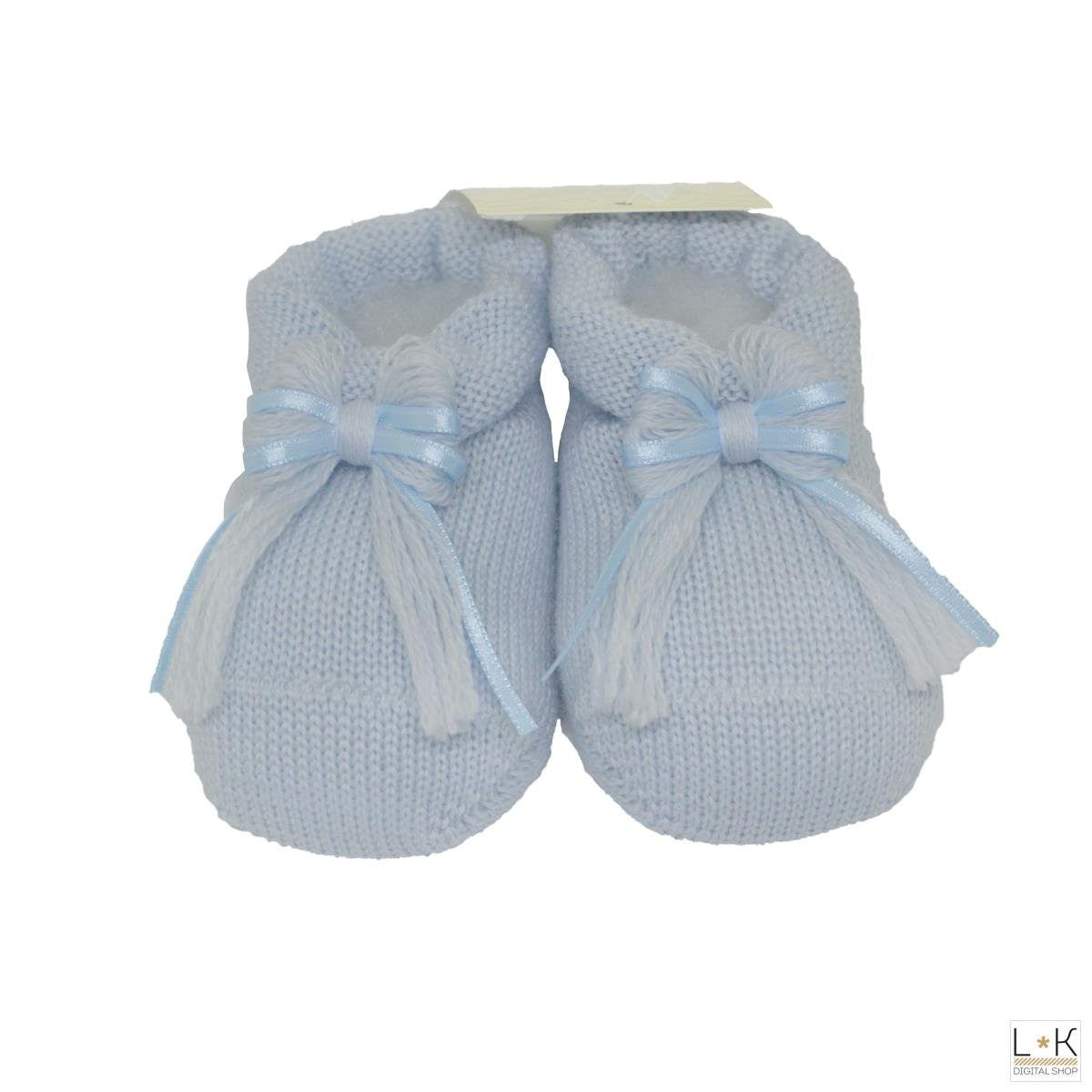 Calzini Scarpetta In Lana Neonato Celeste Story Loris 3277-00-CELESTE - STORY LORIS - LuxuryKids