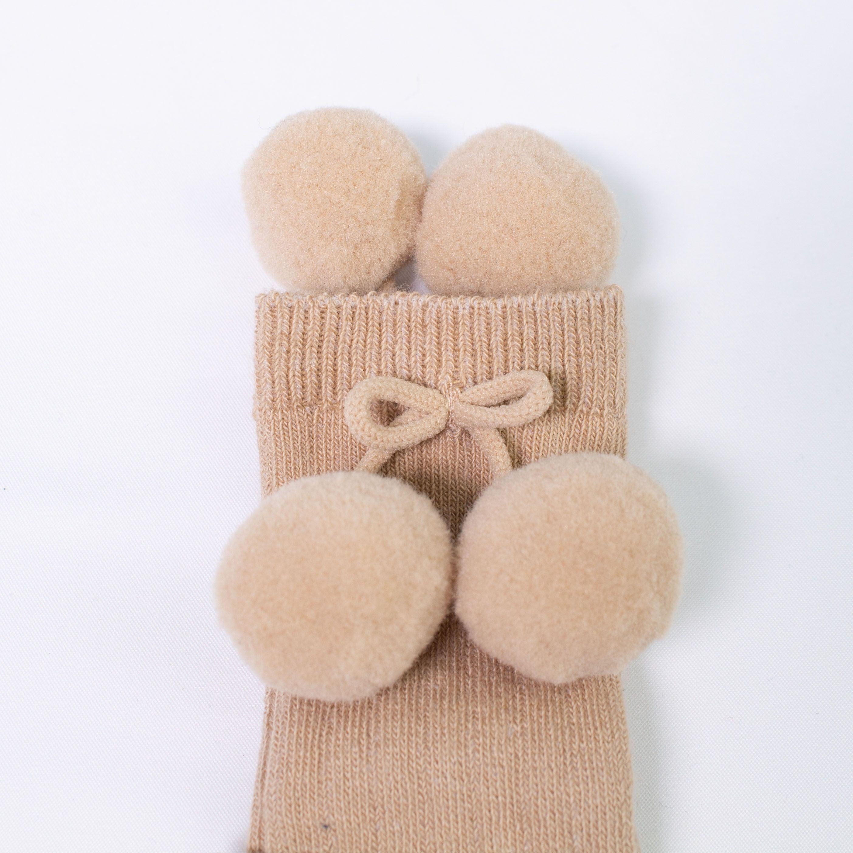 Calzino Lungo In Caldo Cotone Costine Con Pompon Neonati CARLOMAGNO 2341 - CARLOMAGNO - LuxuryKids