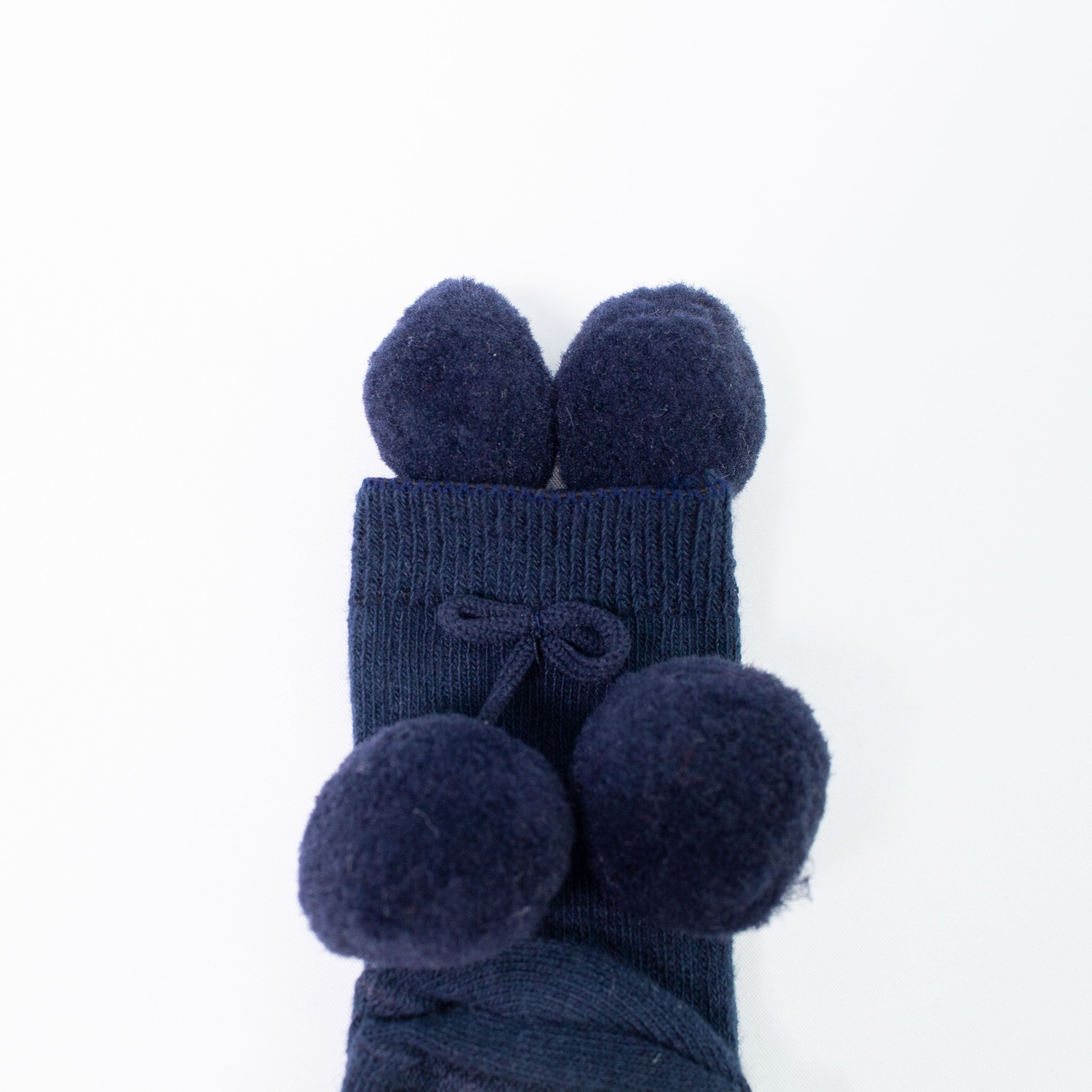 Calzino Lungo In Caldo Cotone Costine Con Pompon Neonati CARLOMAGNO 2341 - CARLOMAGNO - LuxuryKids