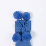 Calzino Lungo In Caldo Cotone Costine Con Pompon Neonati CARLOMAGNO 2341 - CARLOMAGNO - LuxuryKids