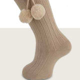 Calzino Lungo In Caldo Cotone Costine Con Pompon Neonati CARLOMAGNO 2341 - CARLOMAGNO - LuxuryKids