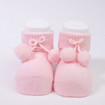 Calzino Scarpetta In Caldo Cotone Costine Con Pompon Neonati CARLOMAGNO 2839 - CARLOMAGNO - LuxuryKids