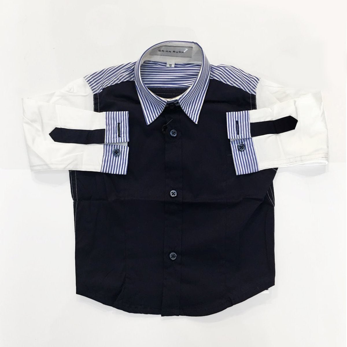 Camicia a Tinta Unita con Collo a Righe Neonato Brian Rush GRANDMULTICOLOR - BRIAN RUSH - LuxuryKids
