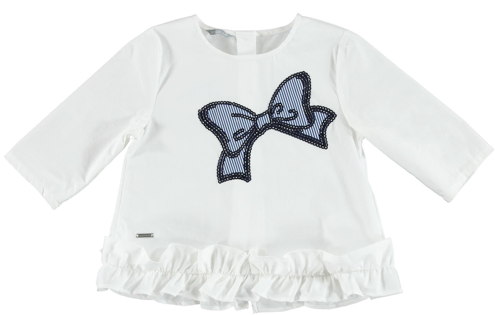 Camicia Bianca In Cotone Elasticizzato Bambina Sarabanda W200 - SARABANDA - LuxuryKids