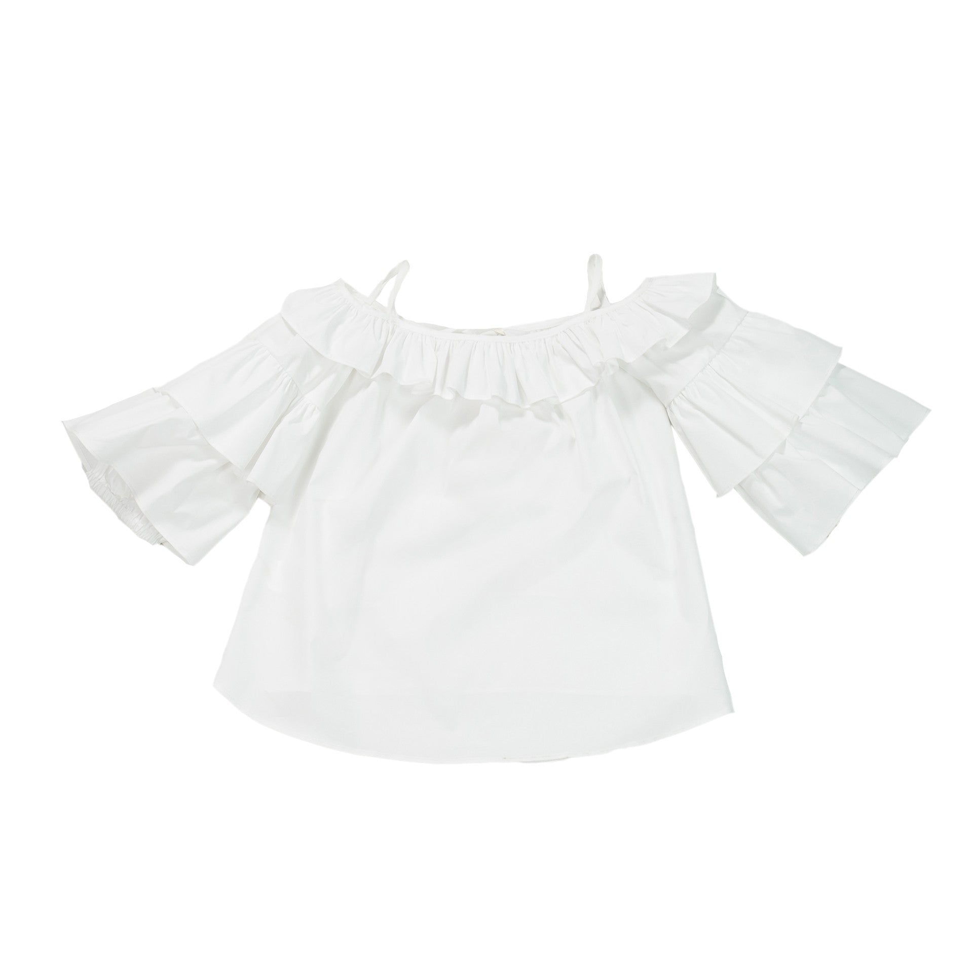 Camicia Bianca In Cotone Manica Tre Quarti Bambina Fun&Fun FNJSH1505 - FUN&FUN - LuxuryKids