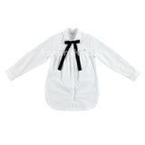 Camicia con Fiocco in Velluto Bambina Bianco Sarabanda V408 - SARABANDA - LuxuryKids