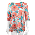 Camicia con Stampa di Fiori Bambina Rosa Pesca-Celeste Take Two A00372 - TAKE TWO - LuxuryKids